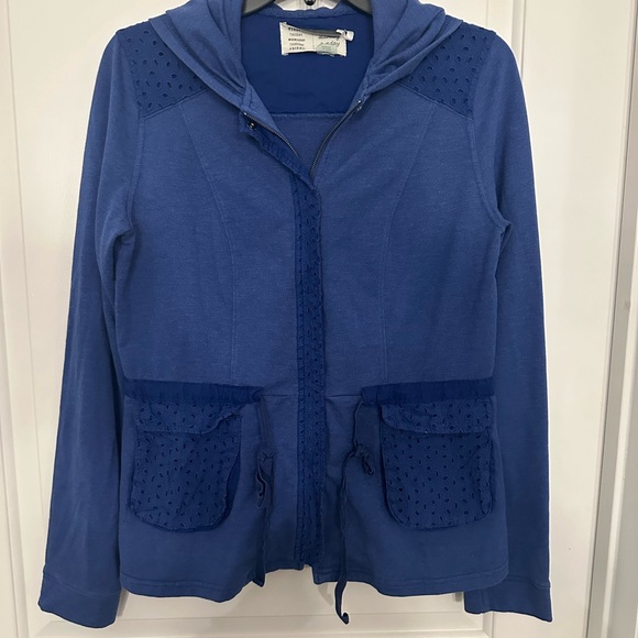 Women's Blue Utility Jacket with Hood - Picture 1 of 4